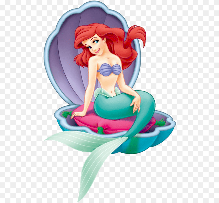 511x779 Little Mermaid Sitting On A Shell, Book, Comics, Publication, Adult Sticker PNG