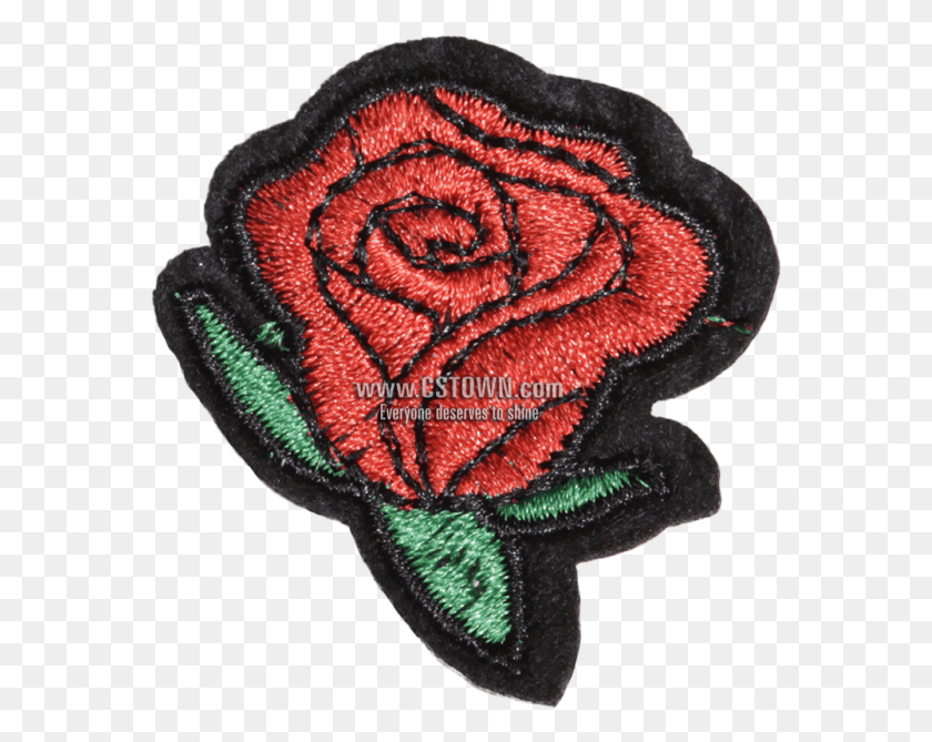 570x609 Little Red Rose With Green Leaves Embroidery Patch, Accessories, Accessory, Pattern HD PNG Download