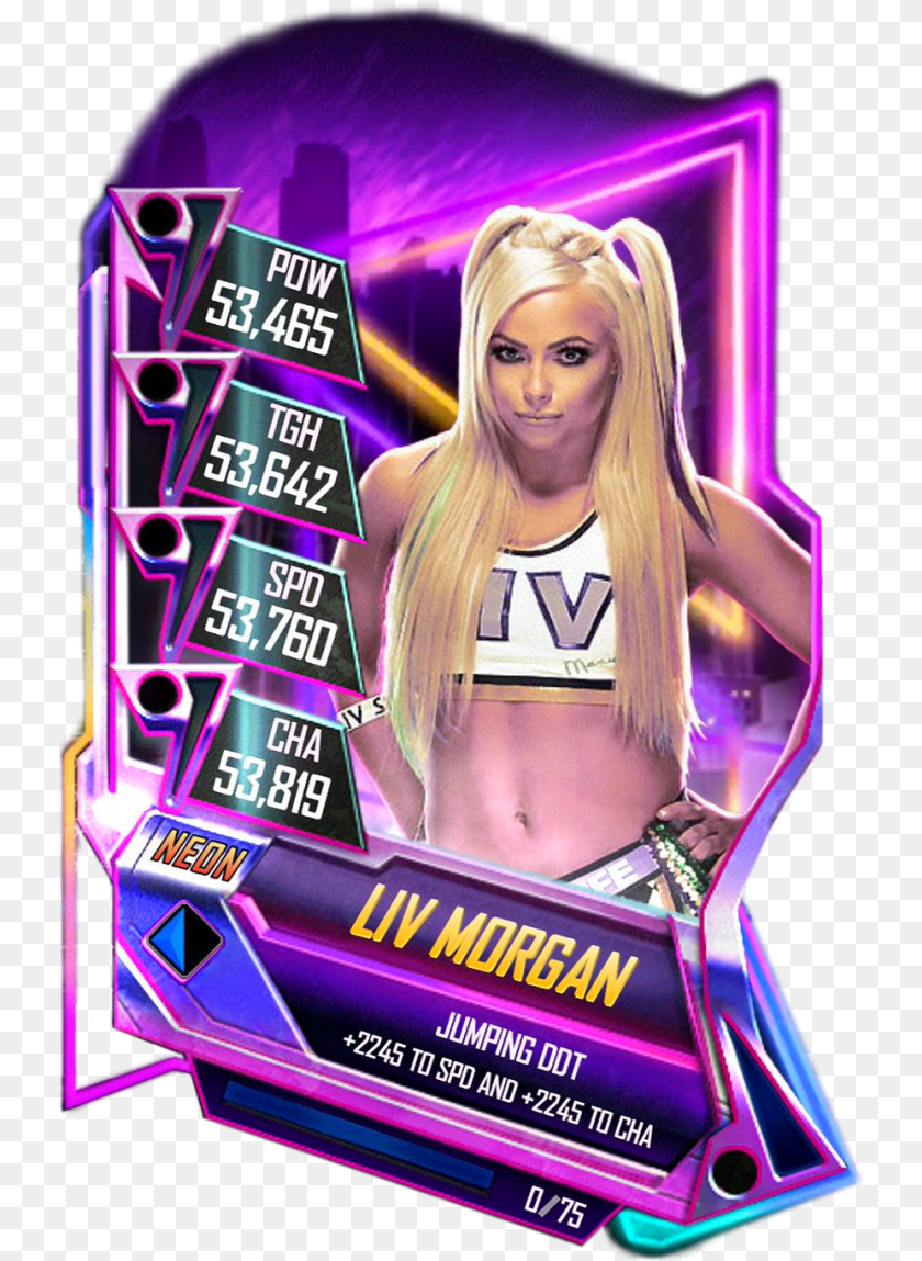 734x1149 Livmorgan S5 23 Neon Neon Card Wwe Supercard, Adult, Female, Person, Woman Clipart PNG