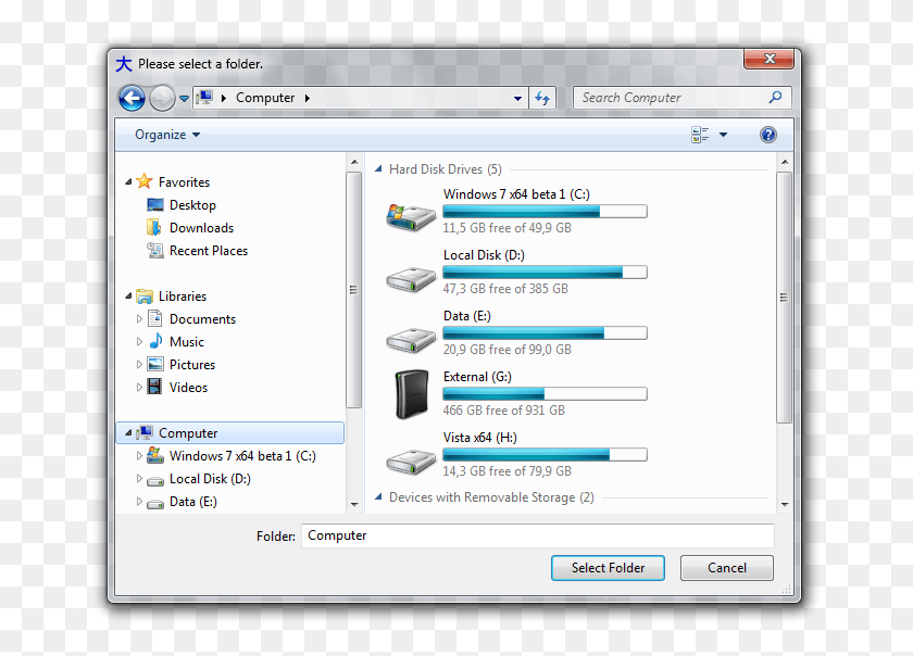 Llegar Explorador De Carpetas Del Cuadro De Dilogo Windows 7 Defrag Hard Drive, Text, Computer, Electronics HD PNG Download