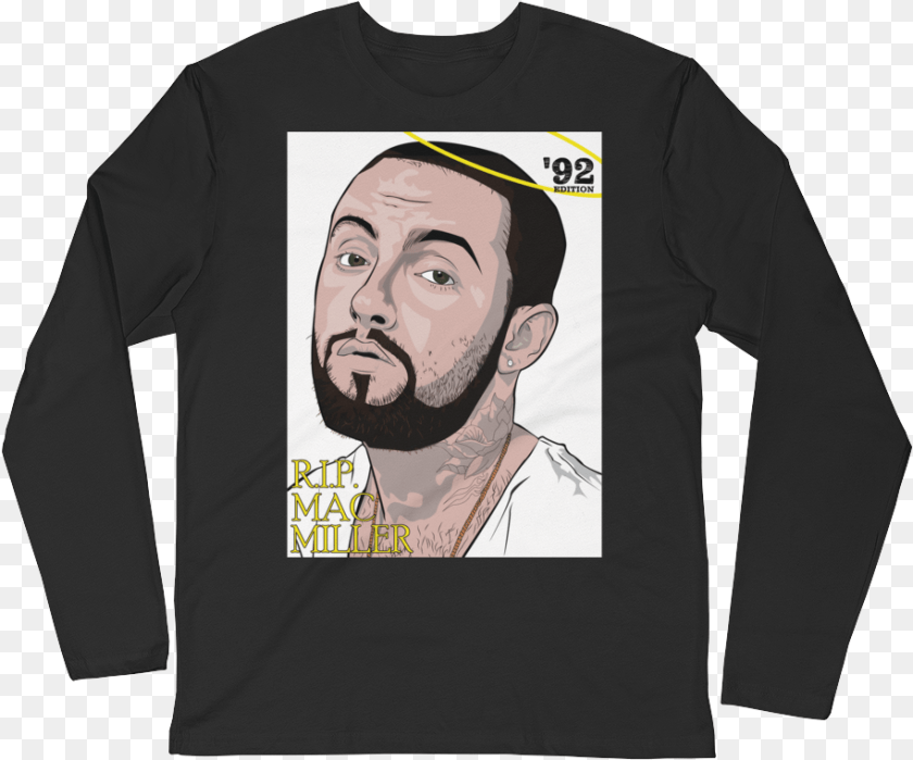 914x761 Load Image Into Gallery Viewer Mac Miller Long Sleeve Long Sleeved T Shirt, Adult, Person, Man, Male Sticker PNG