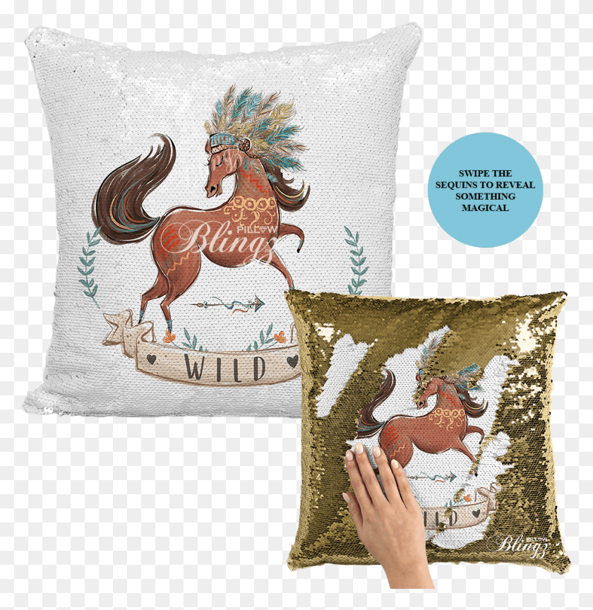960x990 Load Image Into Gallery Viewer Wild Horse Reversible Funny Throw Pillow, Cushion, Applique HD PNG Download