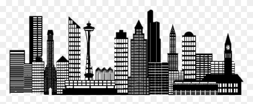 939x346 Descargar Png Cargar En Visor 3D Subido Por Anónimo Seattle City Skyline Drawing, Urban, City, Building Hd Png