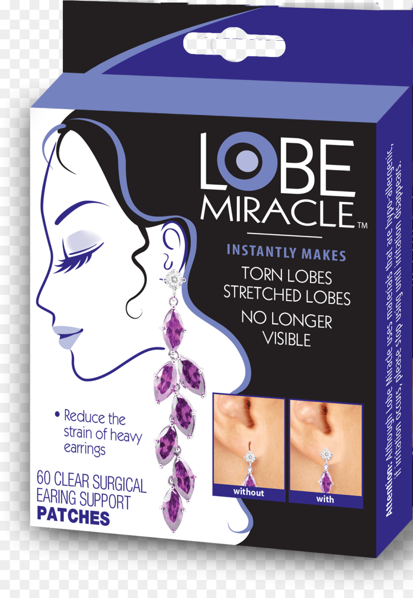 Lobe Wonder Earring Support 60 Patches, Accessories, Jewelry, Gemstone, Female Clipart PNG