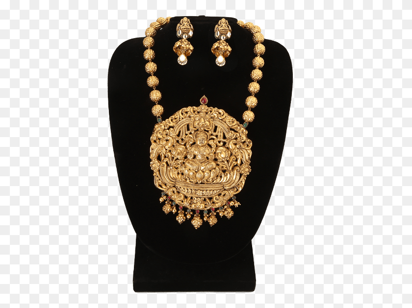 439x569 Locket Set Of Goddess Lakshmi Pearl, Pendant, Necklace, Jewelry HD PNG Download
