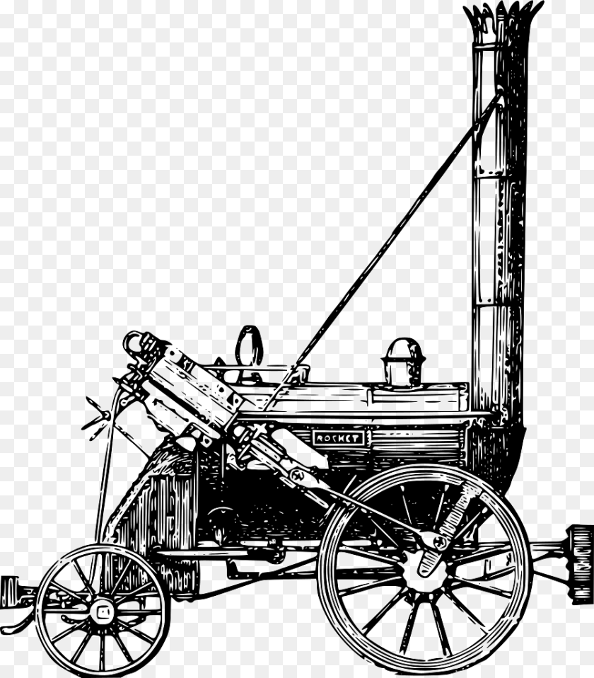 Locomotive Engine With Large Chimney, Spoke, Machine, Wheel, Vehicle Clipart PNG