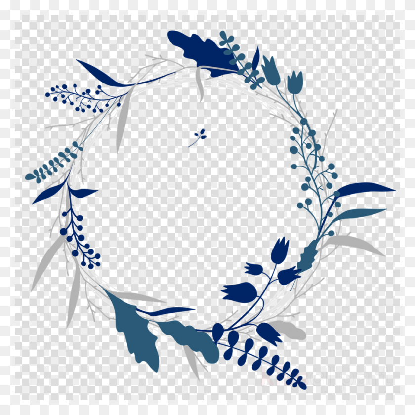 900x900 Logo Bunga Blue Flowers Wreath Transparent, Pattern, Texture, Fractal HD PNG Download