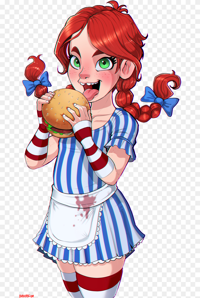 682x1247 Logo Hamburger Fast Food Cartoon Anime Shadbase Wendys, Baby, Book, Comics, Person Sticker PNG