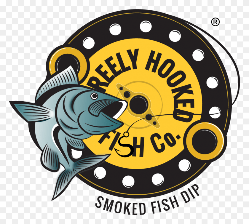 1004x897 Logo Reely Hooked Fish Co, Symbol, Trademark, Animal Descargar Hd Png