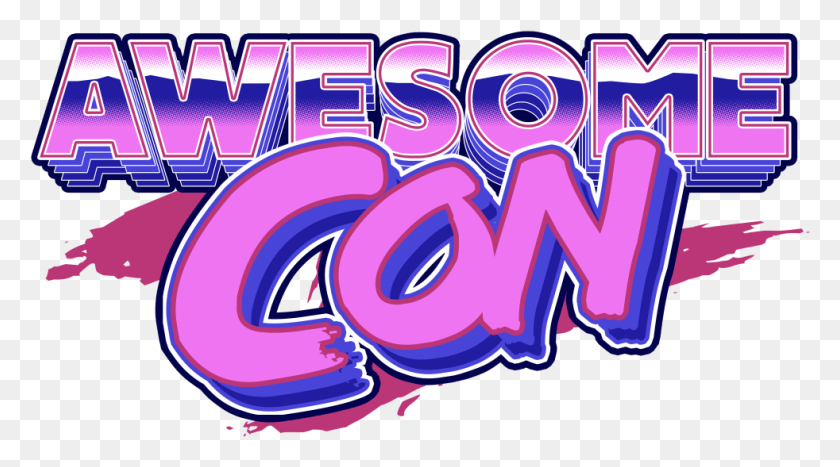 982x513 Логотипы Логотип Awesomecon, Текст, Фиолетовый, Графика Hd Png Скачать