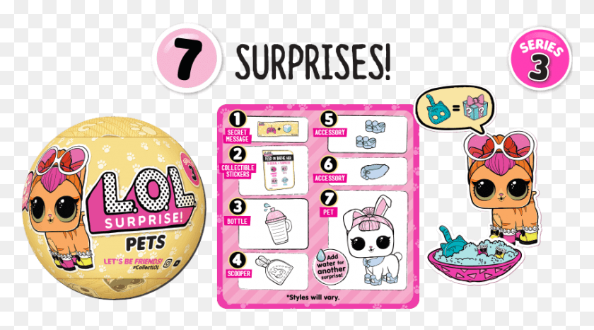845x440 Lol Surprise Pets Lol Surprise Series 4 Lil Sisters Pets Confetti Pop, Text, Dog, Pet HD PNG Download