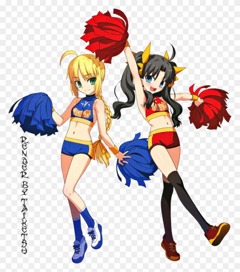 836x955 Loli Saber And Rin In Cheerleading Outfits Fate Loli Saber, Comics, Book, Manga HD PNG Download