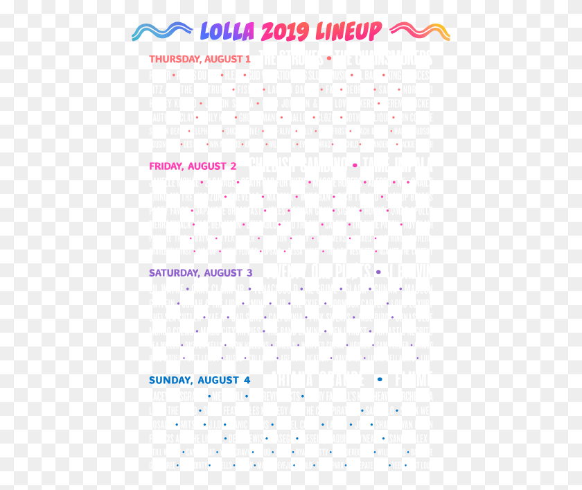 461x647 Lolla 2019 Day By Day Lineup, Word, Text, Letter Hd Png Скачать