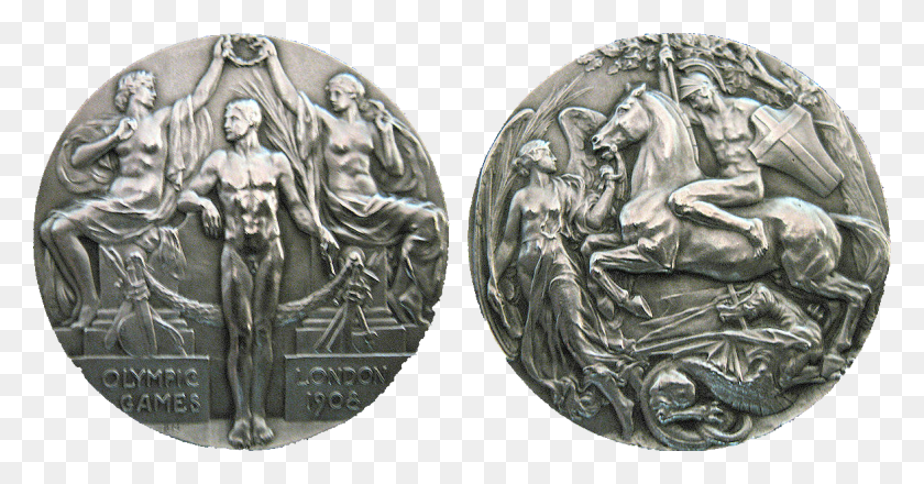 1176x574 Лондонская Золотая Серебряная Бронзовая Медаль Лондонская Олимпийская Медаль 1908 Года, Монета, Деньги, Никель Png Скачать