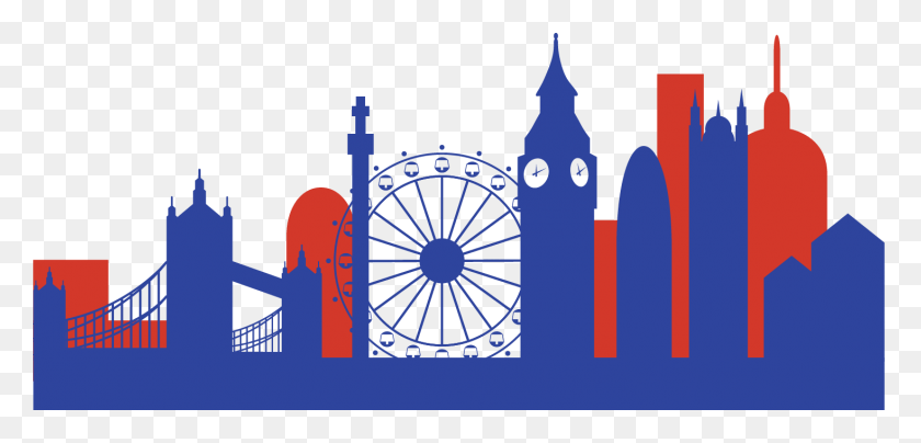 1467x647 London Printable London Skyline Silhouette, Lighting, Amusement Park, Ferris Wheel HD PNG Download