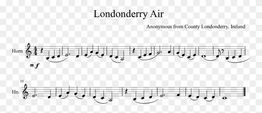 765x305 Londonderry Air Horn Piano Tutorial Partitura, Gray, World Of Warcraft Hd Png