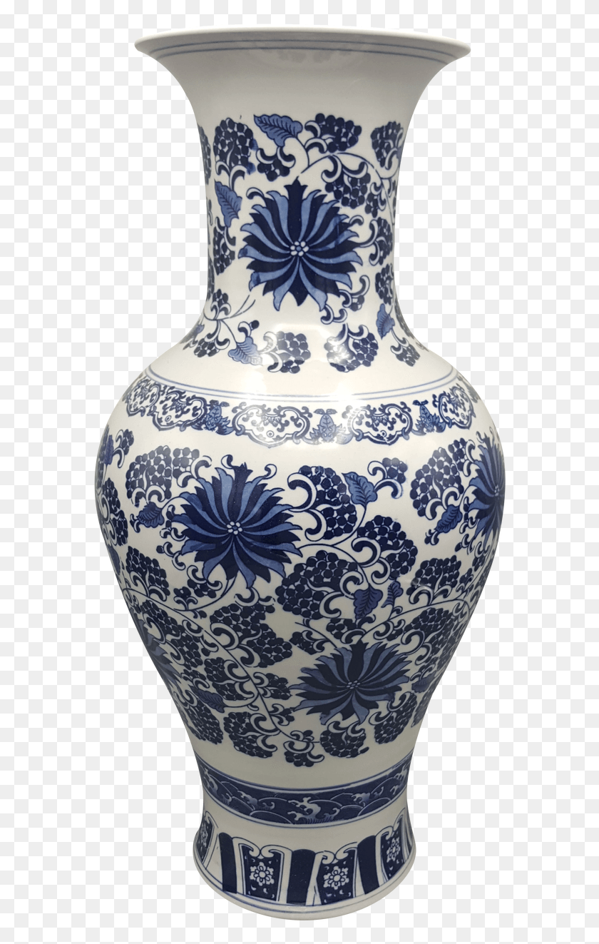 582x1263 Long Neck Blue And White Daisy Chinese Porcelain Vase Blue And White Porcelain, Pottery, Doodle HD PNG Download