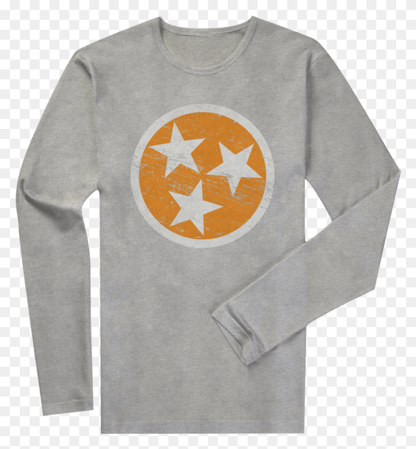 873x947 Long Sleeve Orange Tri Star On Light Grey Happy New Year 2019 Tennessee, Clothing, Apparel, Long Sleeve HD PNG Download
