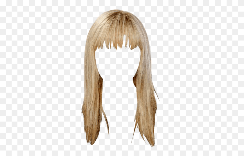 287x479 Long Straight Casual Hairstyle With Blunt Cut Bangs Blonde Hair With Bangs, Wig, Person, Human HD PNG Download
