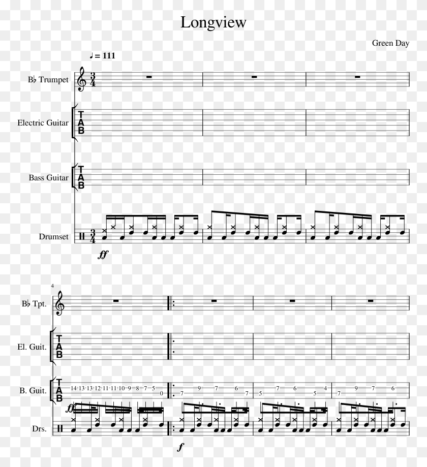 773x859 Longview Sheet Music Composed By Green Day 1 Of 6 Pages Sheet Music, Call Of Duty HD PNG Download