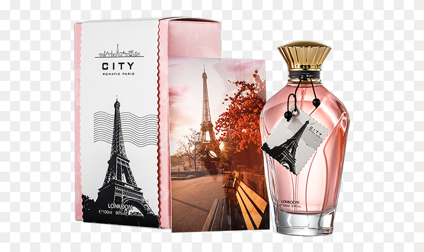 549x439 Lonkoom 100Ml City Romantic Paris Perfume Mujer Edp Torre Eiffel, Botella, Cosméticos, Cartel, Hd Png