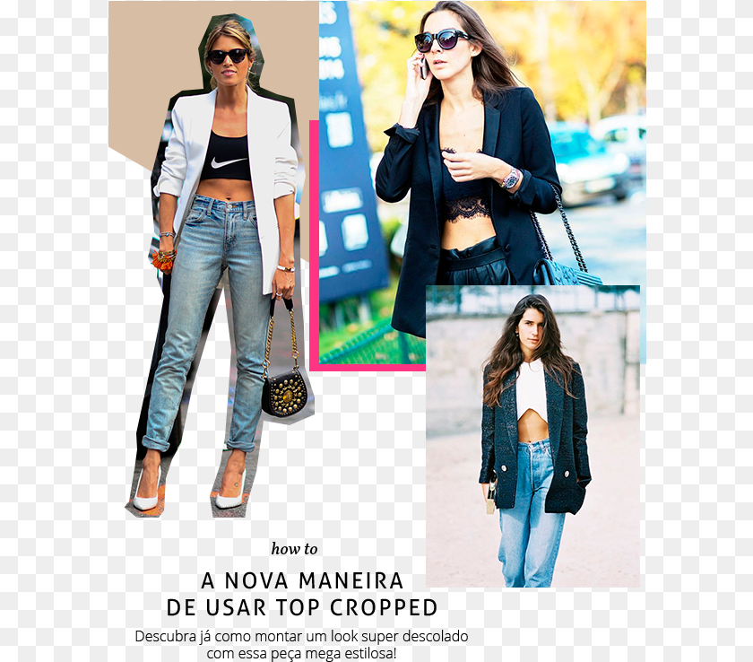 Look Cropped Com Blazer, Accessories, Pants, Jacket, Handbag PNG