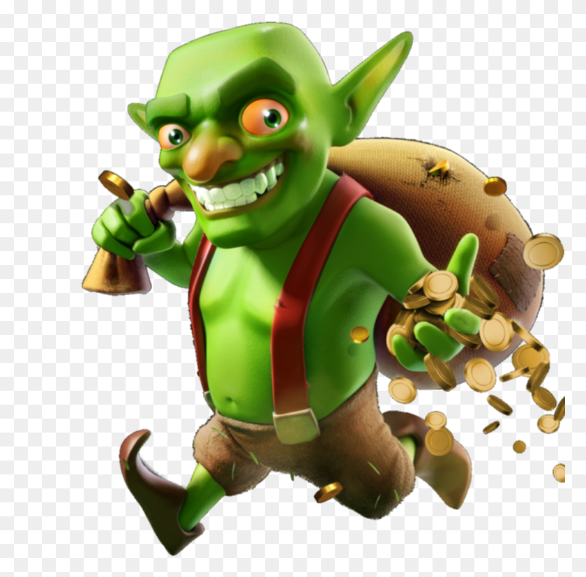 1025x1009 Loot Goblinslogo Square Clash Of Clans Goblin, Toy, Figurine, Green HD PNG Download