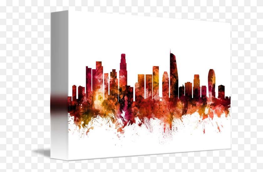 650x489 Los Angeles Skyline Los Angeles Skyline Black And White, Modern Art, Canvas HD PNG Download