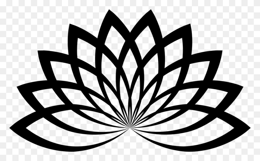 960x567 Lotus Floral Flower Abstract Geometric Line Art Lotus Flower Line Art, Gray, World Of Warcraft HD PNG Download