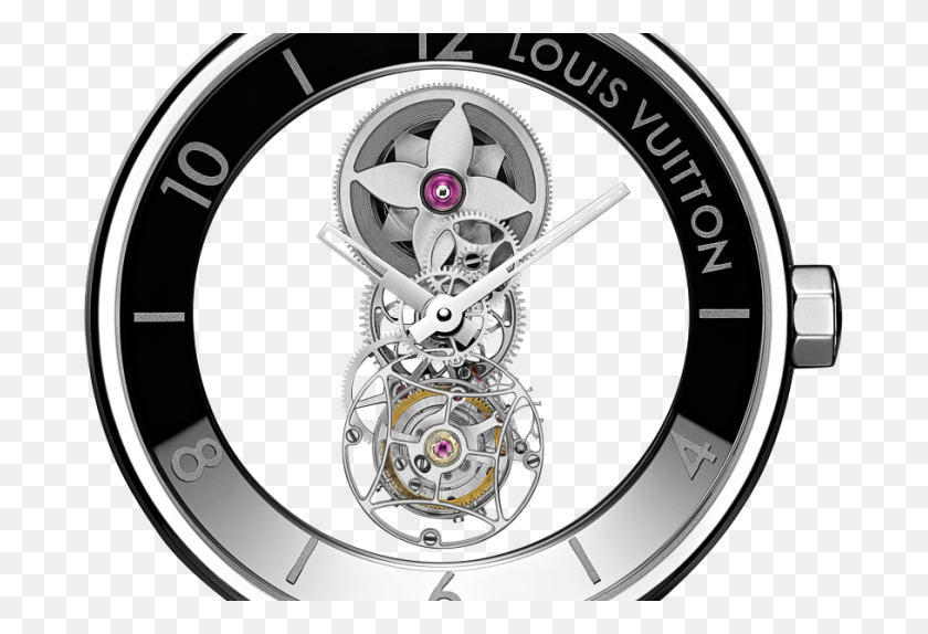 687x514 Louis Vuitton Conjures A Little Mystery With The 39tambour Tambour Moon Mystrieuse Flying Tourbillon, Wristwatch, Spoke, Machine HD PNG Download