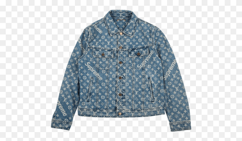 493x431 Louis Vuitton X Supreme Monogram Denim Jacket Button, Clothing, Apparel, Pants HD PNG Download