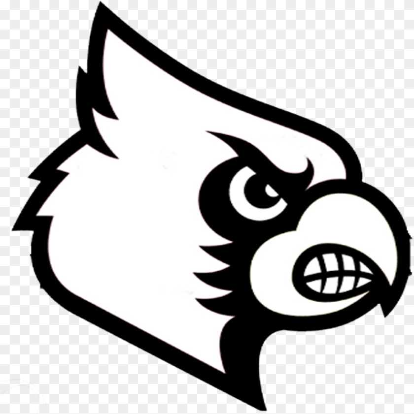 987x988 Louisville Cardinals Logo Coloring Pages Louisville Louisville Cardinals Logo Svg, Stencil, Symbol, Text Sticker PNG