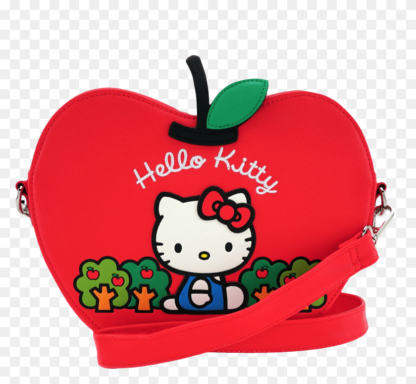 1723x1580 Loungefly X Hello Kitty Apple Die Cut Crossbody Bag Loungefly Sanrio Hello Kitty Apple Bag, Label, Text, Clothing HD PNG Download
