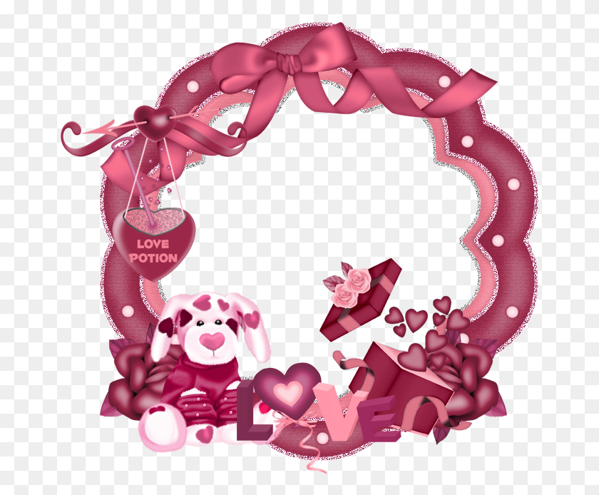 671x634 Lovable Pink Cluster Frame Illustration, Graphics, Accessories HD PNG Download