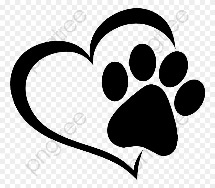 764x675 Love And Cat Prints Dog Paw Clipart Black And White, Heart, Text, Plectrum HD PNG Download