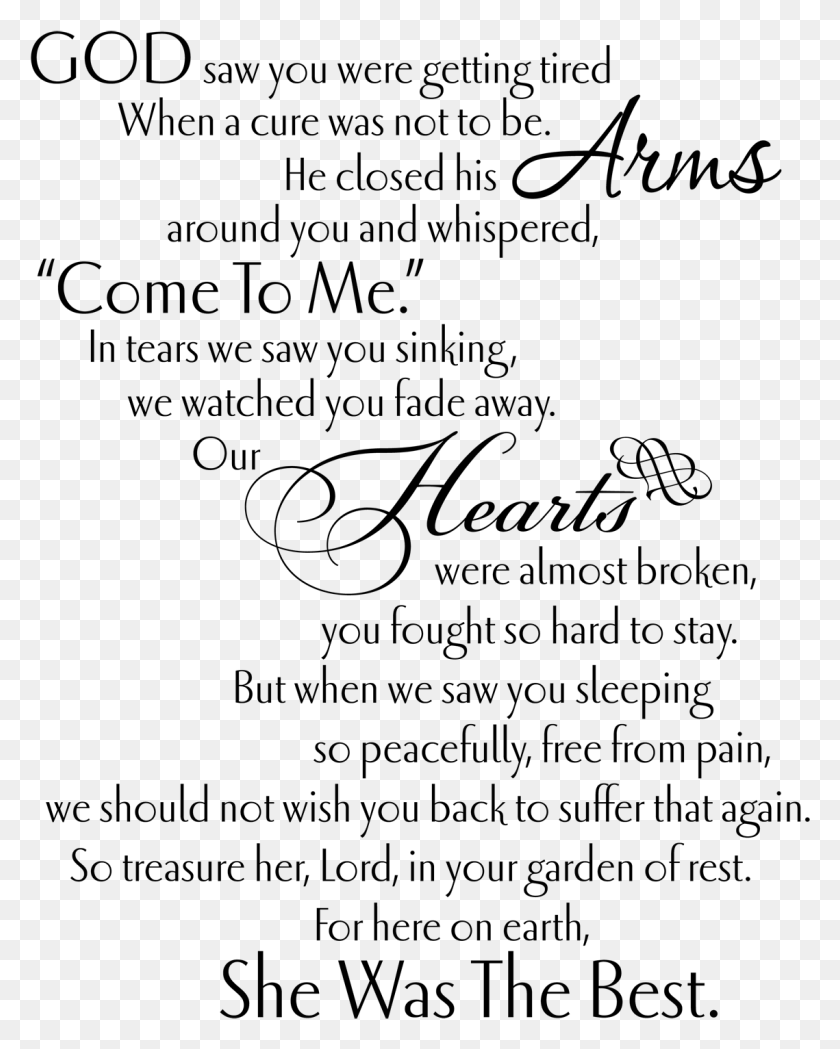 1139x1445 Love Bible Grief Text White Image With Transparent Funeral Poems God Saw You Getting Tired Poem, Gray, World Of Warcraft HD PNG Download