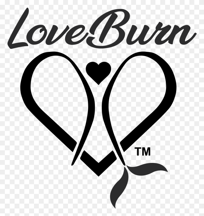 895x954 Логотип Love Burn Tm Heart, Текст, Растение, Символ Hd Png Скачать