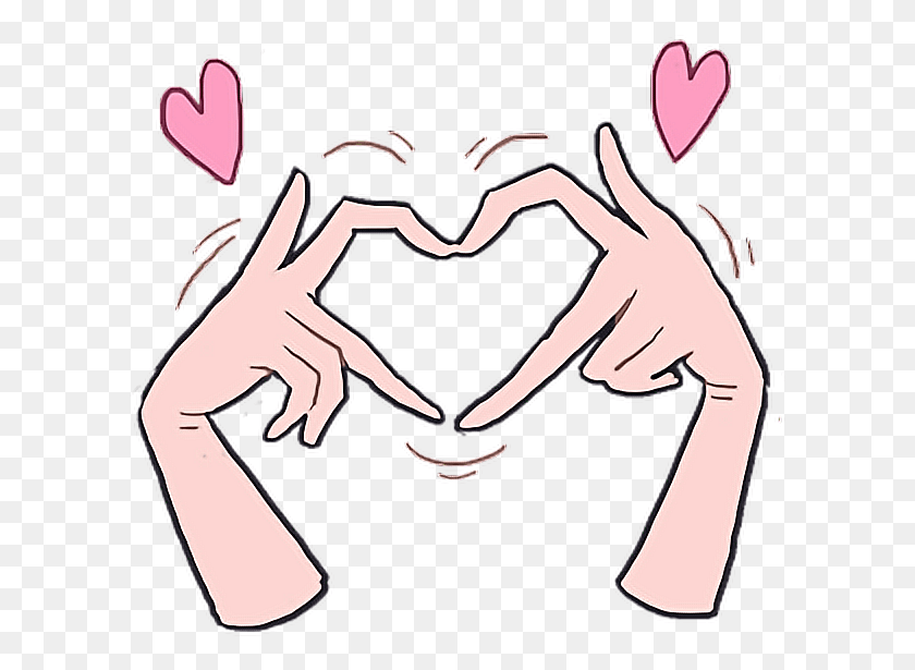 604x555 Love Heart Kawaii Cute Hand Hands Cartoon Anime Anime Heart Hands, Face, Person, Human HD PNG Download