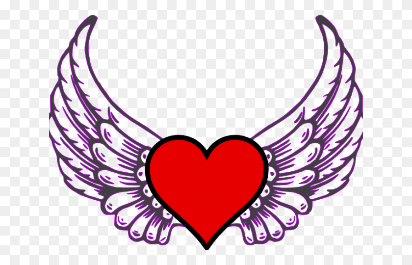 640x480 Love Heart With Wings, Heart, Purple, Necklace HD PNG Download