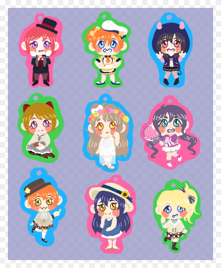 1676x2060 Love Live Muse Charms Cartoon, Label, Text, Sticker HD PNG Download