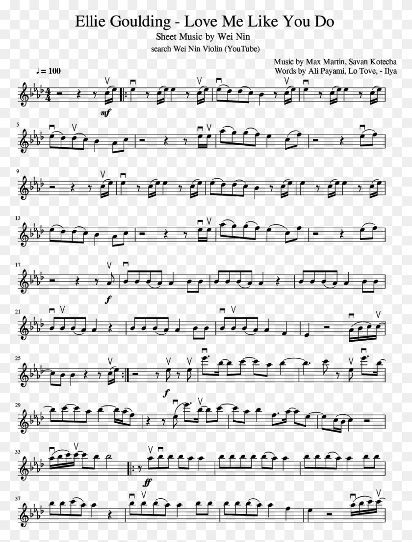 1066x1428 Love Me Like You Do Youtube Believer Imagine Dragons Violin Sheet Music, Gray, World Of Warcraft HD PNG Download