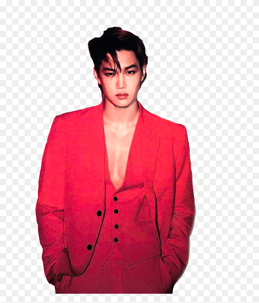 685x922 Love Red Suit Kim Jong In Suit, Clothing, Apparel, Overcoat HD PNG Download