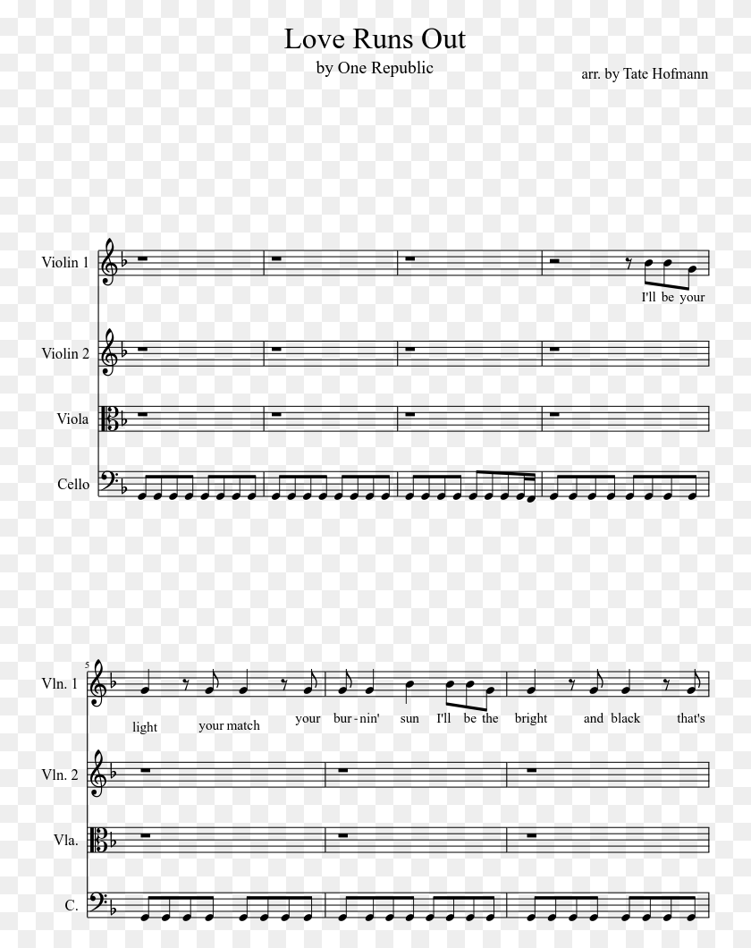749x1000 Love Runs Out Sheet Music Composed By Arr Young Blood Trumpet Sheet Music, Gray, World Of Warcraft HD PNG Download