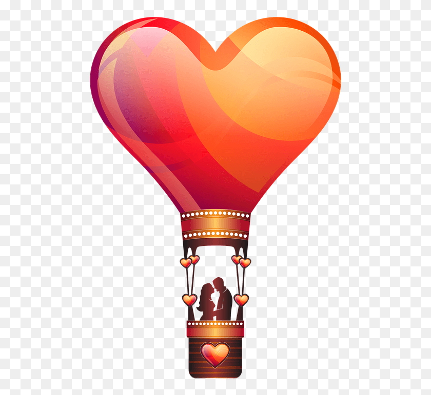 495x711 Love Valentines Day Celebration Hot Air Balloon Heart, Lamp, Ball, Hot Air Balloon HD PNG Download
