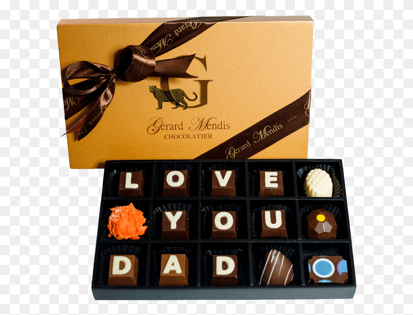 611x582 Love You Dad 12 Piece Classic Wooden Box Chocolate Truffle, Dessert, Food, Fudge HD PNG Download