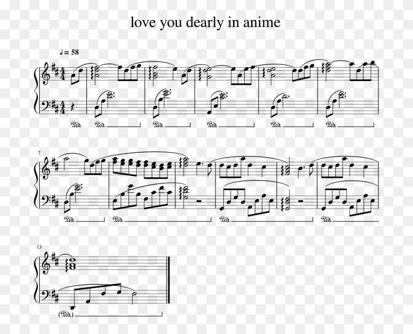 709x620 Love You Dearly In Anime Sheet Music For Piano Nothing Gonna Change My Love For You, Gray, World Of Warcraft HD PNG Download