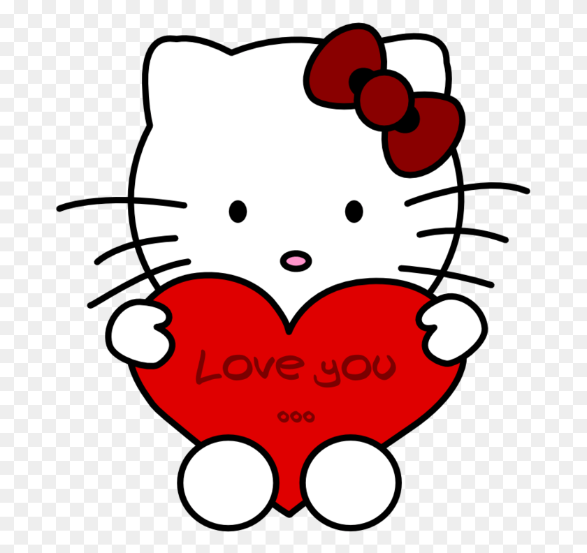 681x732 Love You Hello Kitty By Erysfoly D34x2jd Love You Hello Kitty, Heart HD PNG Download