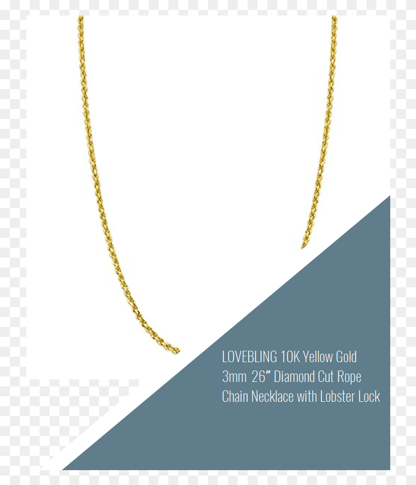 736x919 Lovebling 10K Желтое Золото 3 Мм 26 Diamond Cut Веревочная Цепь, Кулон, Бедра Png Скачать