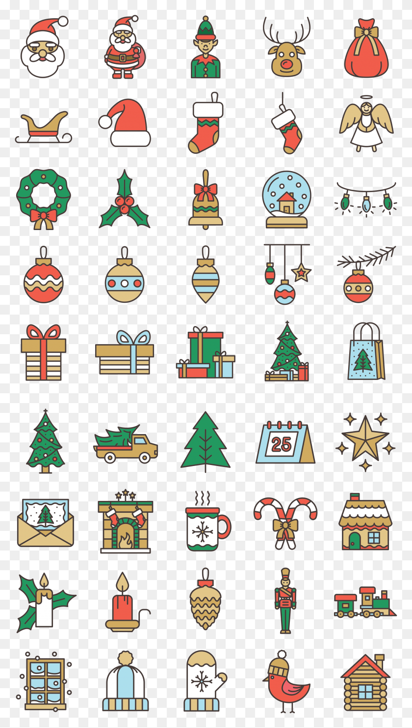 2878x5246 Lovely Christmas Icons Genre Cartoon, Tree, Plant, Logo HD PNG Download