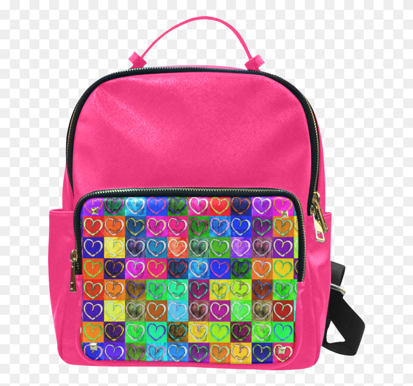 649x725 Lovely Hearts Mosaic Pattern Backpack, Bag, Purse, Handbag Descargar Hd Png